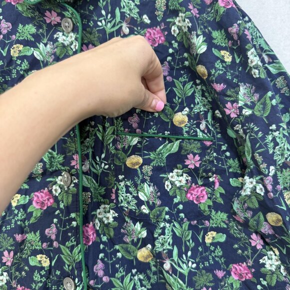 J Crew Shirt Womens Small Blue Floral Button Up Long Sleeve Pajama Top Garden - Picture 3 of 8